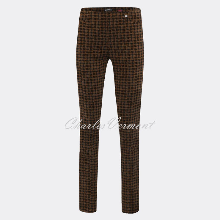 Robell Rose Full Length Trouser 52624-54014-17 Houndstooth (Taupe / Black)