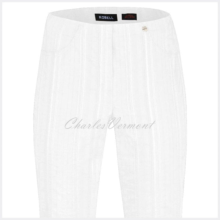 Robell Bella 09 Seersucker - 7/8 Cropped Trouser 52642-54554-10 (White)