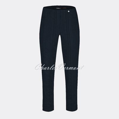 Robell Bella 09 Seersucker - 7/8 Cropped Trouser 52642-54554-69 (Navy)