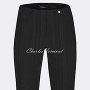 Robell Bella 09 Seersucker - 7/8 Cropped Trouser 52642-54554-90 (Black)