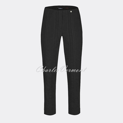 Robell Bella 09 Seersucker - 7/8 Cropped Trouser 52642-54554-90 (Black)