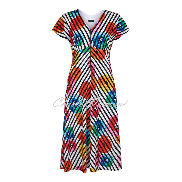 Tia Floral Print Stripe Dress – Style 78487-7702-10